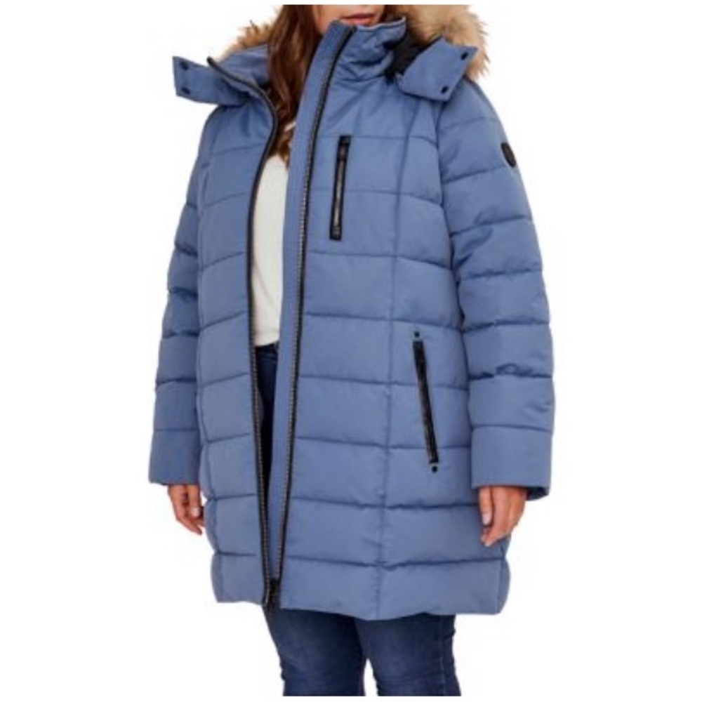 Plus Faux Fur-Trimmed Hooded Quilted Parka